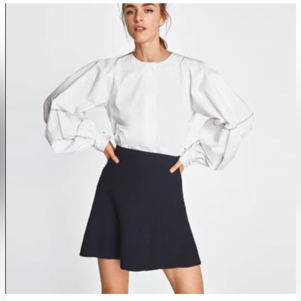 ZARA high waisted knit black A line skirt size S